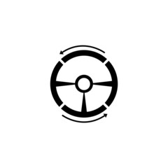 Obraz premium Steering wheel logo vector flat design