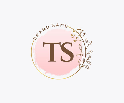 Initial TS feminine logo. Usable for Nature, Salon, Spa, Cosmetic and Beauty Logos. Flat Vector Logo Design Template Element.