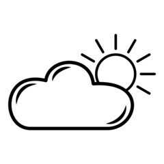 Sun And Cloud Flat Icon Isolated On White Background