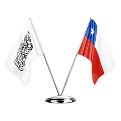 Two table flags isolated on white background 3d illustration, afghanistan and chile