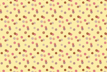 赤とピンクと茶色の水玉の黄背景の壁紙
