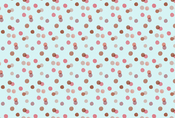 赤とピンクと茶色の水玉の水色背景の壁紙
