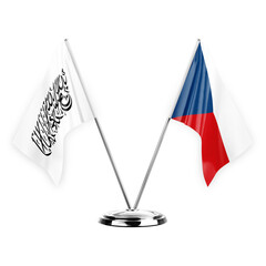 Two table flags isolated on white background 3d illustration, afghanistan and czechia
