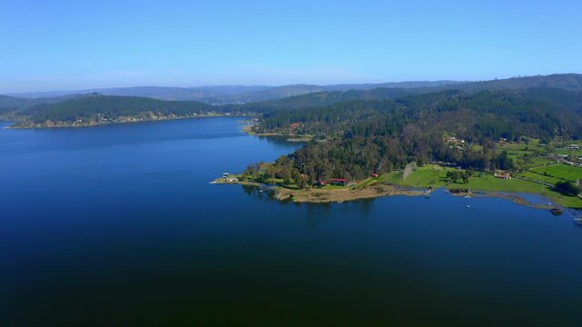Lake vichuquen, curico region of maule, trip through chile drone shot
