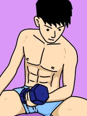 Fototapeta premium cute man cartoon on purple background