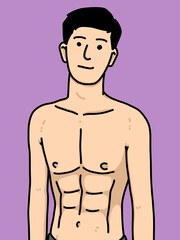 Fototapeta premium cute man cartoon on purple background