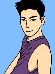 cute man cartoon on blue background