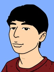 cute man cartoon on blue background