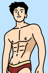 Fototapeta premium cute man cartoon on blue background