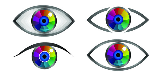 Eye symbol. colored eye icons. focus eye vector logo