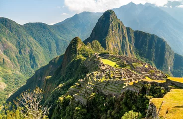 Afwasbaar Fotobehang Machu Picchu Panorama of Machu Picchu. UNESCO world heritage in Peru