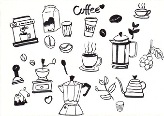 coffee doodle ,hand drawn illustration,art design