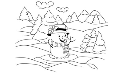 Christmas landscape coloring pages for kids