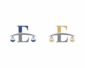 Letter E Logo With Scale of Justice Logo Icon 003
