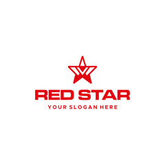 Minimalist RED STAR geometric art logo design