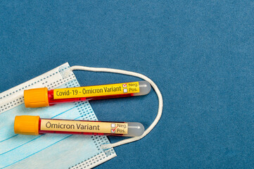variant of covid-19 Omicron, written on blood collection tube, new sepa concept