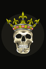 Skull with crown vector illustration