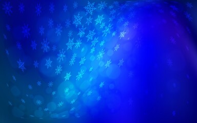 Light BLUE vector cover with beautiful snowflakes.