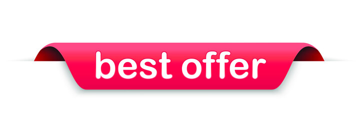 Red vector banner. Best offer. Sticker or discount label, promotion poster