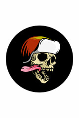 Skull with hat vector illustration