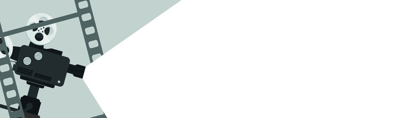 Old movie projector with place for text. Movie time concept.