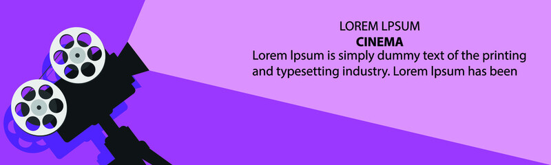 Movie time, movie projector, movie poster. vector illustration