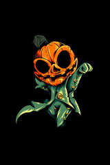 Pumpkin boy ghost vector illustration
