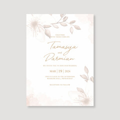 Beautiful wedding card template with watercolor floral