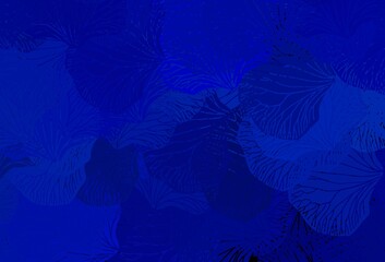 Dark BLUE vector abstract pattern with leaves.