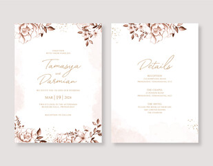 Fototapeta na wymiar Beautiful wedding invitation template with floral watercolor