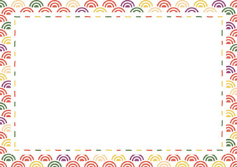 刺繍フレーム　和風配色　青海波背景