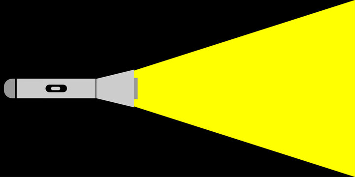 gray flashlight with yellow light on black clip art preview