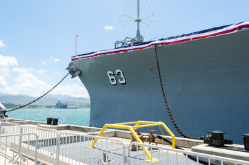 Hull of USS Missouri at Pearl Harbor
