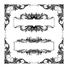 traditional frame floral ornament decoration pack