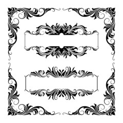 traditional frame floral ornament decoration pack