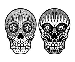 skull head floral ornament decoration