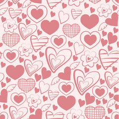 Obraz na płótnie Canvas valentine seamless pattern with pink hearts