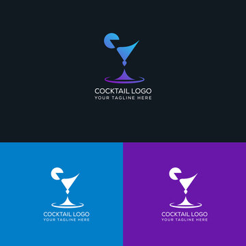Cocktail Logo-cocktail concept vector logo design