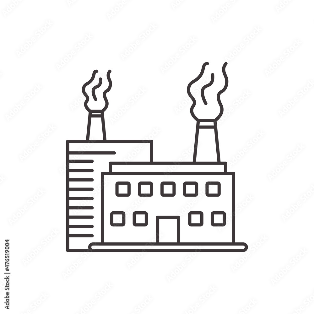 Wall mural factory icon in linear style isolated on white background. simple factory building vector illustrati