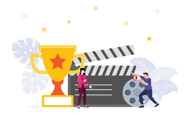 short video contest winner competition with people modern flat style