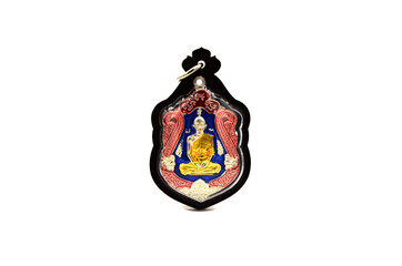 Thai buddha amulet pendant isolated on white background
