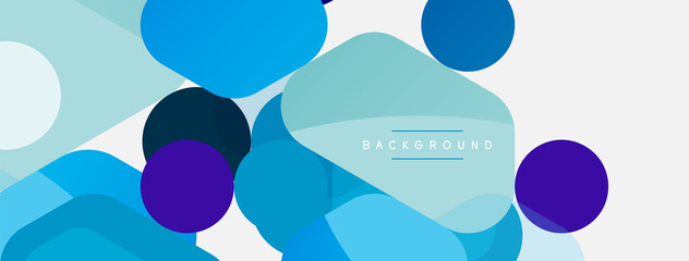 Abstract round geometric shapes and circles background. Trendy techno business template for wallpaper, banner, background or landing