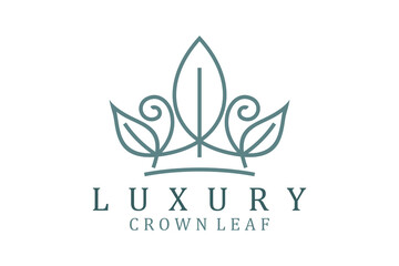 
King Queen Crown Leaf Flower Plant Nature logo design
