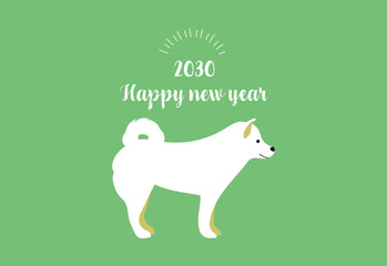 2030年　シンプルな年賀状　戌年
