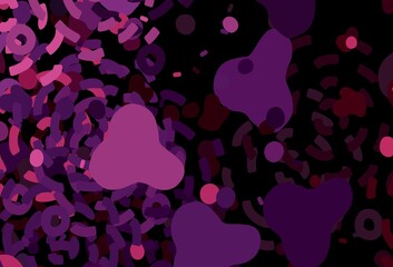 Dark Purple, Pink vector background with abstract shapes.