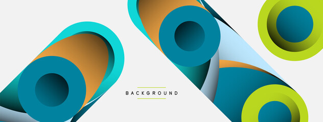 Abstract background. Minimal geometric circles and round style shapes with deep shadow effects. Trendy technology business template for wallpaper banner or background