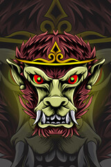 Monkey king vector illustration