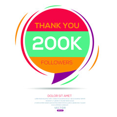 Creative Thank you (200k, 200000) followers celebration template design for social network and follower ,Vector illustration.
