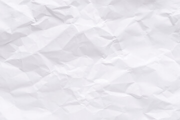 White crumpled paper texture background.
