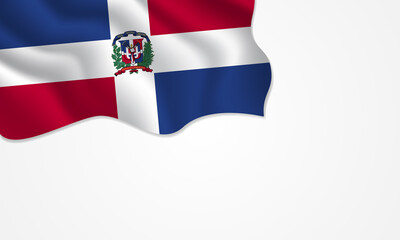 Dominican Republic flag waving illustration with copy space on isolated background